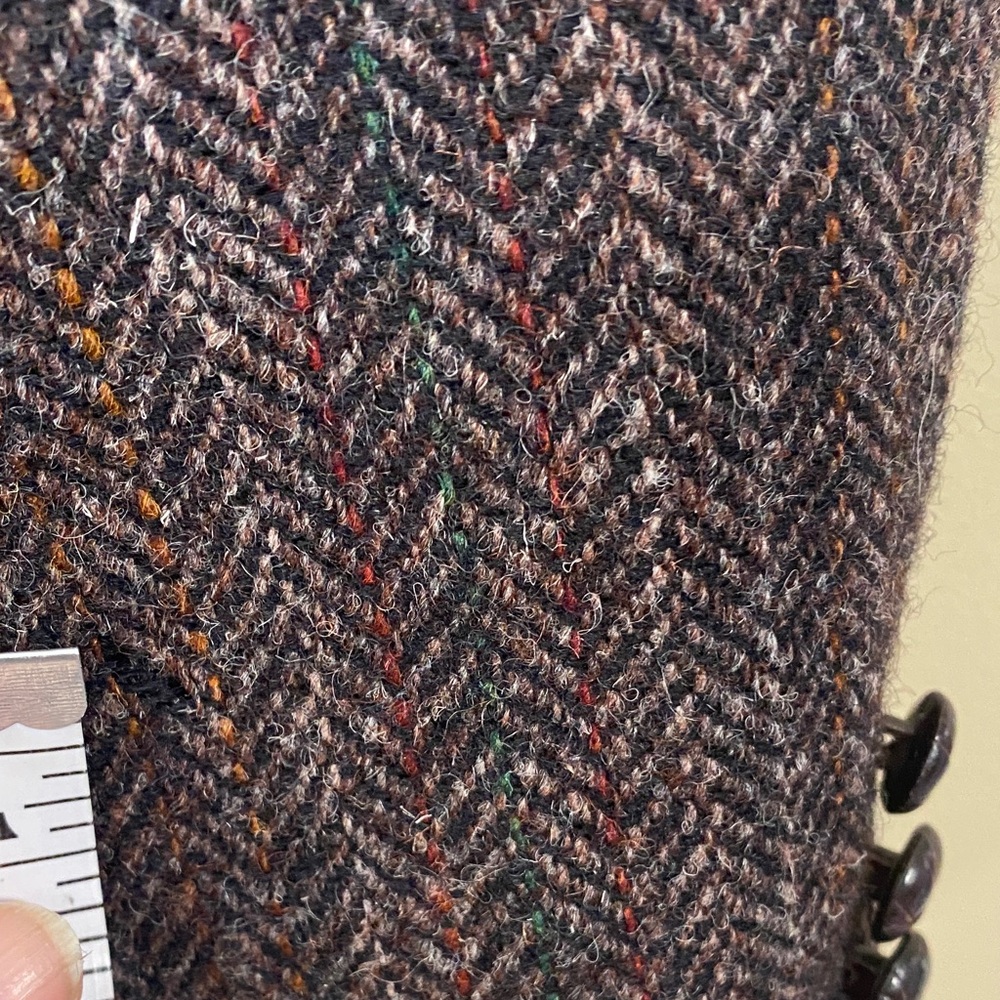 Grey Herringbone Blazer for Men orange red green stripes Harris Tweed Wool - Picture 10 of 10